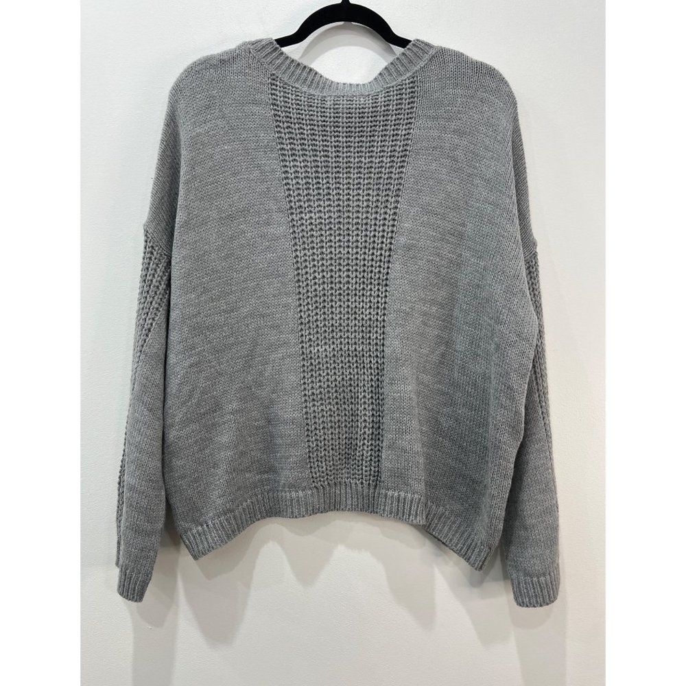NWT Abound Size L Grey Heather Cable Knit Crew Neck Pullover Sweater - Picture 6 of 12